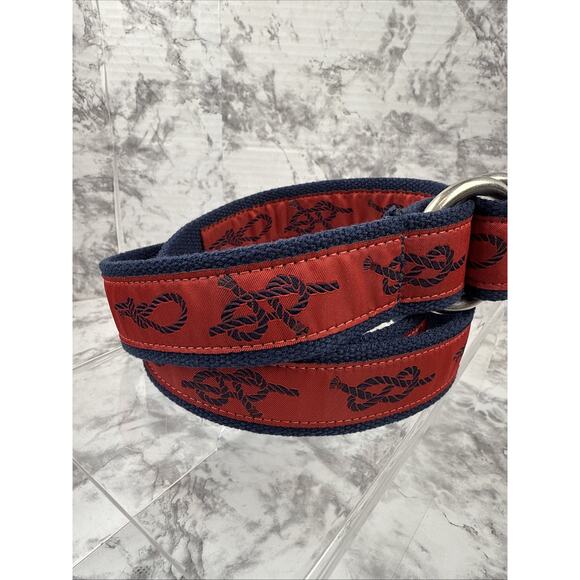 Polo Ralph Lauren Vintage O Ring Nautical Knots Sailing Blet One Size Red Navy - Picture 2 of 11